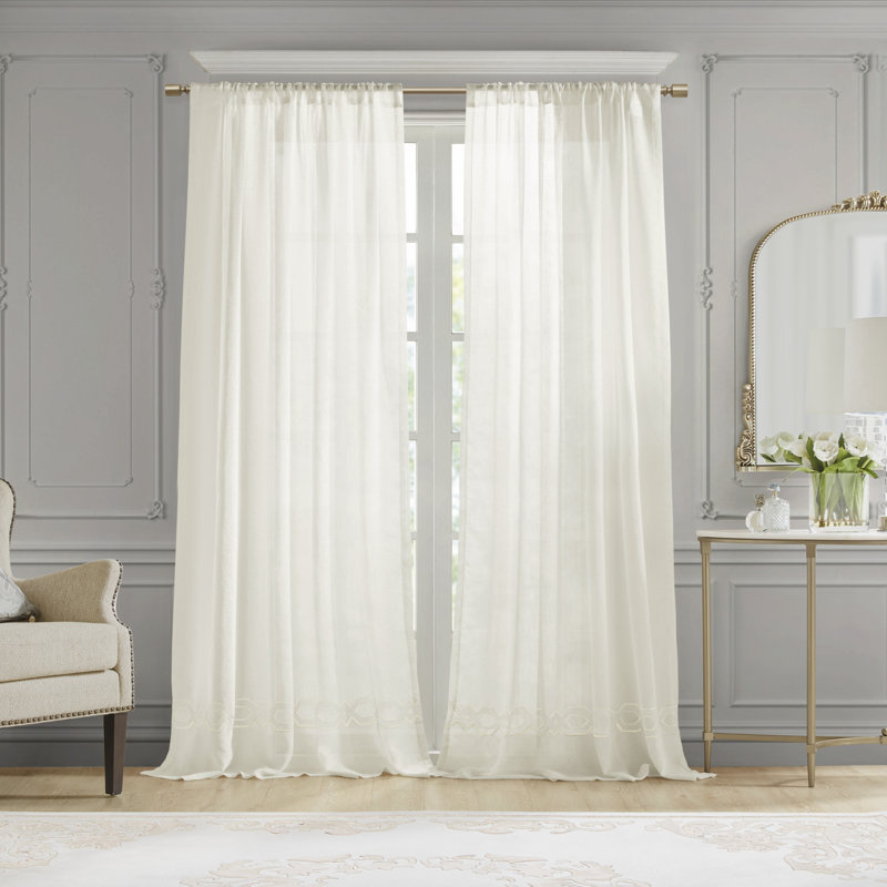 Rideau semi-transparent Cornelli, Blanc, L 52 po x L 84 po