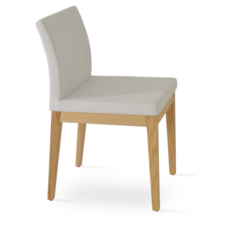 ARIA en cuir rembourré chaise, Similicuir - Gris clair, Naturel