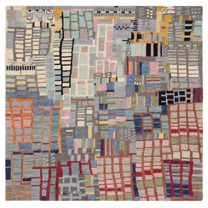 Sirak Hand Tufted Wool Rug, Square 3'