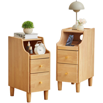 Solid Wood End Table With Storage