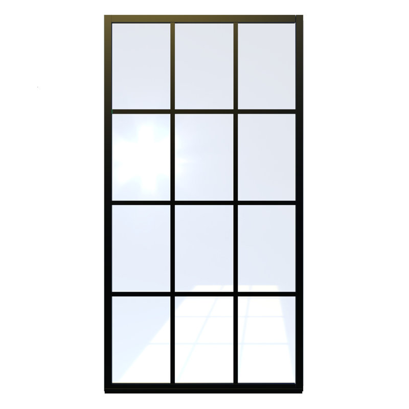 Panneau de verre fixe encadré Gridscape Series l 36 po x H 75 po, Noir mat