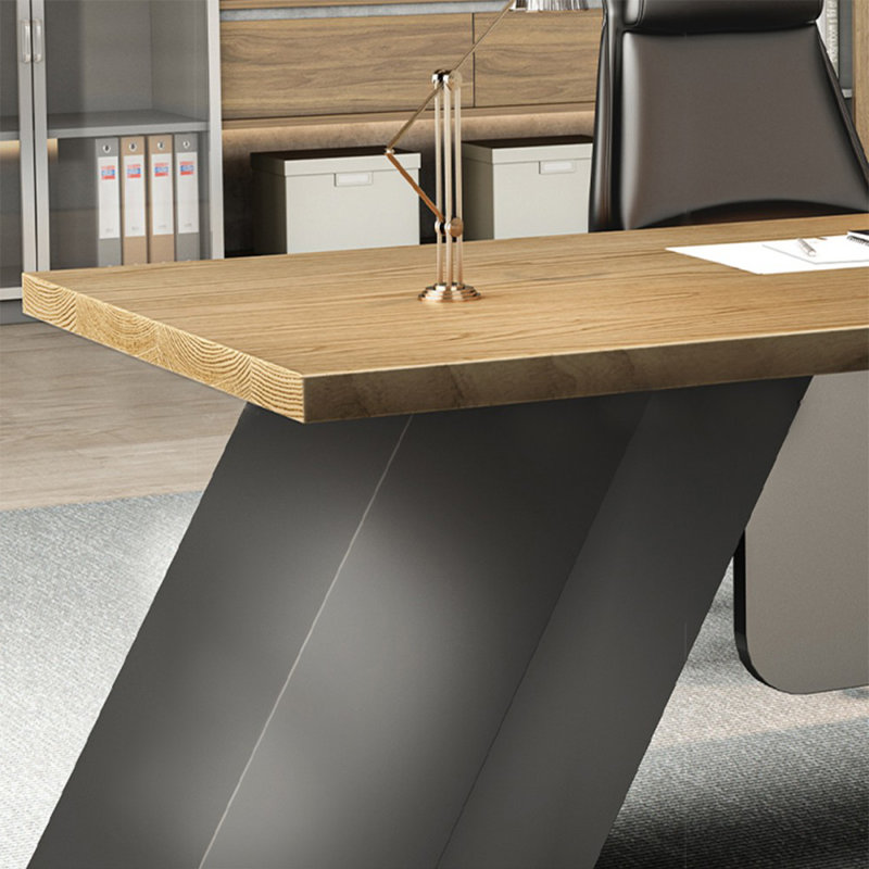 Bureau de direction en bois massif en L noyer avec tiroirs, H 29,53 po x l 86,61 po x P 59,06 po, Retour à gauche