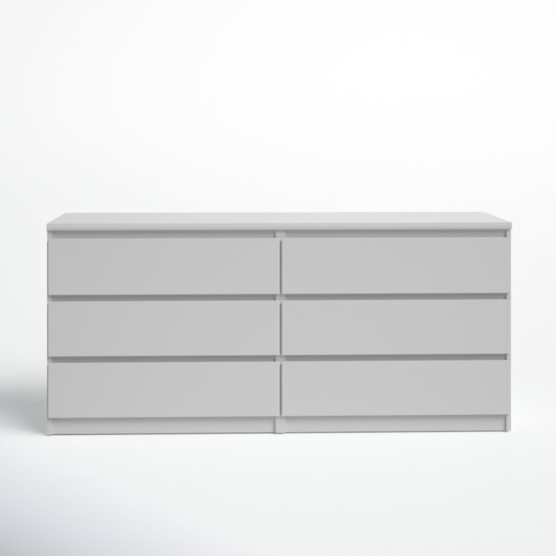 Jada 6 Drawer 60.5" W Double Dresser, White High Gloss
