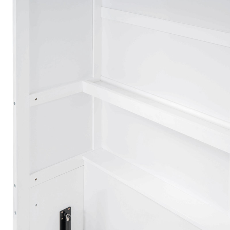 Lit escamotable mural avec tablettes Murphy, Lit double, Blanc