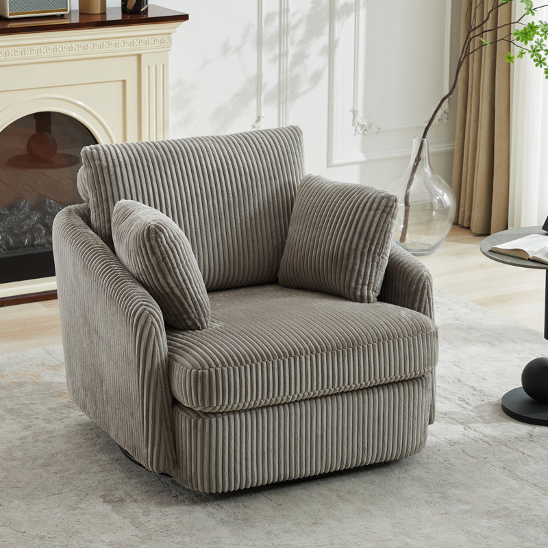 Fauteuil pivotant confortable moderne gris avec coussins rembourrés de mousse 40,84 po