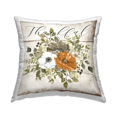 Coussin décoratif Thankful Floral Pumpkin par LSR Design Studio