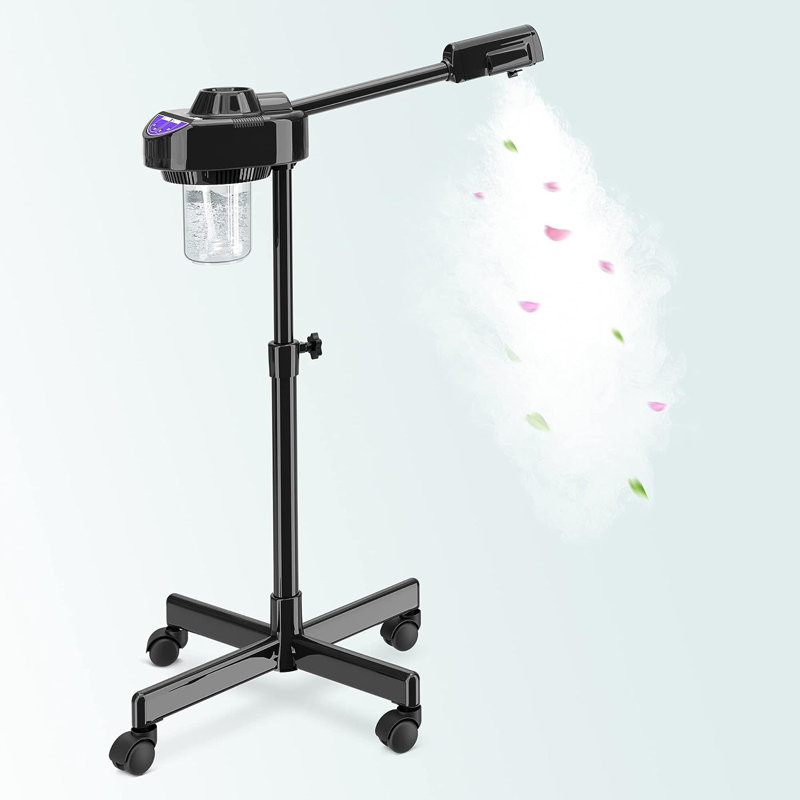 Vapeur pour le visage à ozone avec buse rotative à 180 ° pour spa visage, Noir