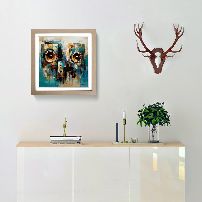Speakers Abstract Expressionism - Framed Print, Oak
