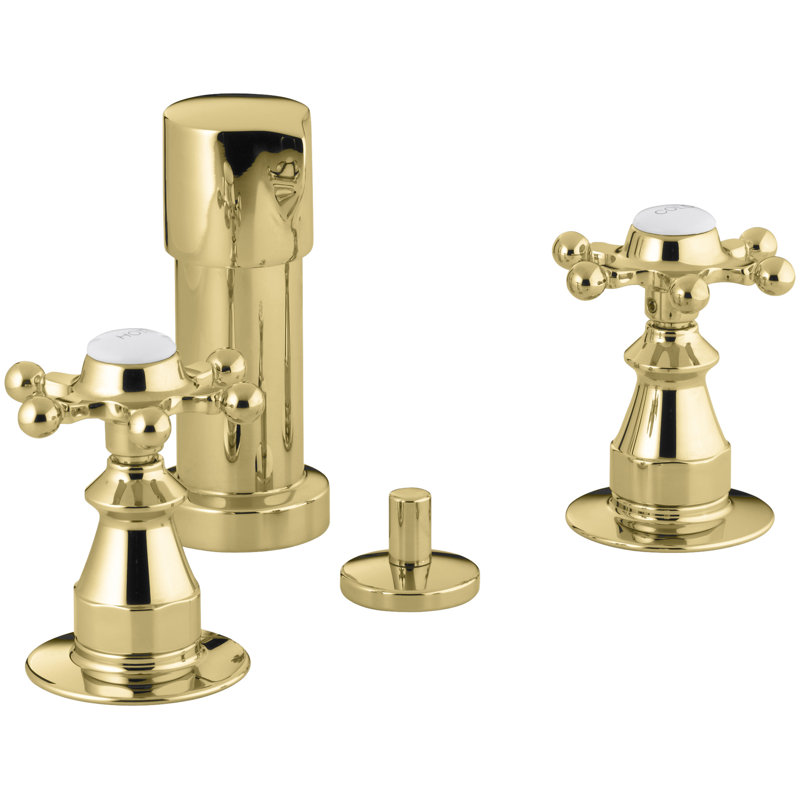 Robinet de bidet antique à jet vertical avec poignées à six branches, Bronze brossé vibrant