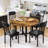 5-Piece Kitchen Table Chairs Set, Dining Table Set For 4, Rounded Dining Room Table Set With Four Chairs And Wooden Table Tops Dining Table Set With Backrest For Small Spaces, Dining Or Living Room-2141578868