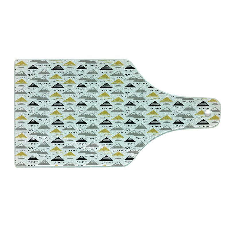 Ambesonne Abstract Tempered Glass Cutting Board Mount Triangles White Multicolor