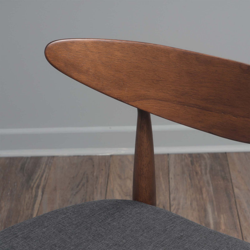 Chaise de salle à manger moderne en bois simple, ensemble de 2, Brun, Tissu gris anthracite