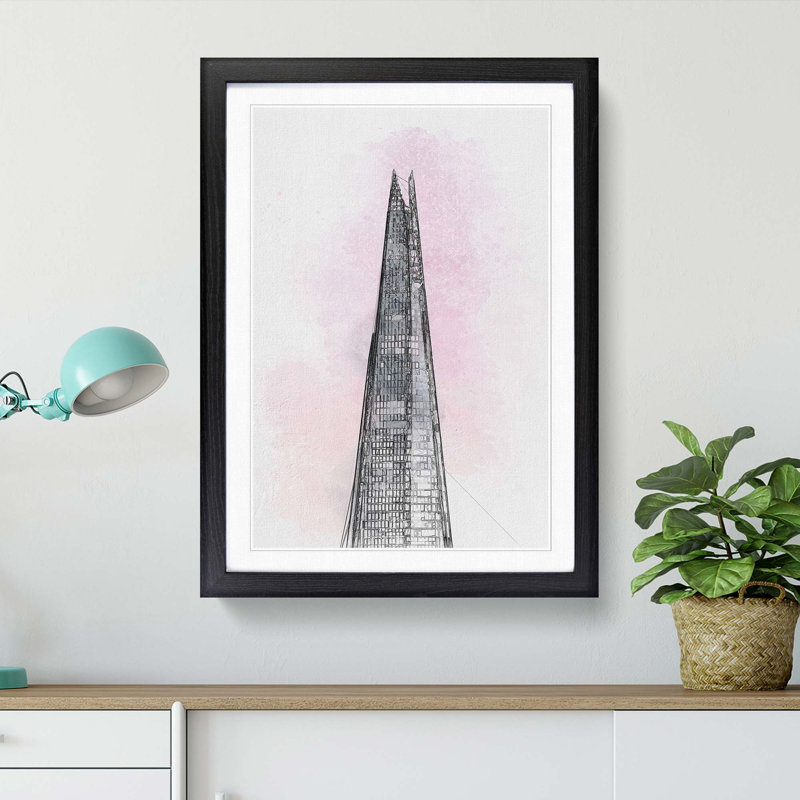 The Shard Building in London in Abstract - Picture Frame Graphic Art Print, 76cm H x 50cm W x 2cm D, Black