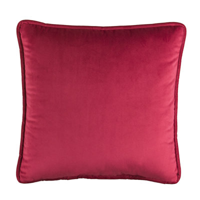 Nadine Traditional Polyester Red Velvet Square Pillow