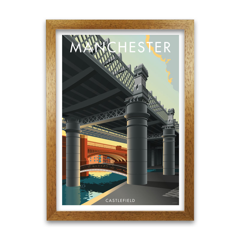 Manchester Castlefield 1 Piece Wall Art, 42 cm H x 29.7 cm W x 5 cm D, Oak