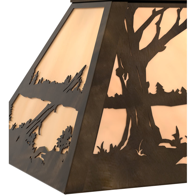 6 - Light Pendant, Antique Copper, Glass, Beige
