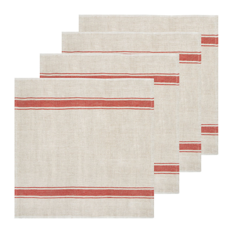 Cangelosi Striped Square Napkin, Red/Natural