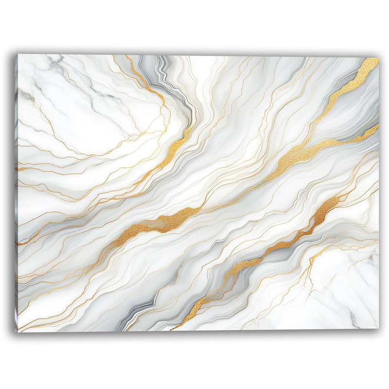 Golden Veins Marble Elegance - impression sur toile tendue, H 12 po x l 16 po x P 1 po