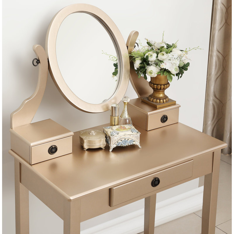 Table de coiffeuse avec tabouret Resplendent Gold