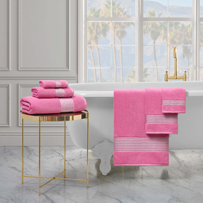 Juicy Couture Melissa Bath Towels, 2-Bath Towels, 2-Hand Towels, and 2-Washcloths, Hot Pink