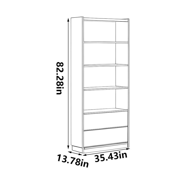 High quality black walnut solid wood bookcase, (4 Shelves) 82.28"H x 35.43"W x 13.78"D