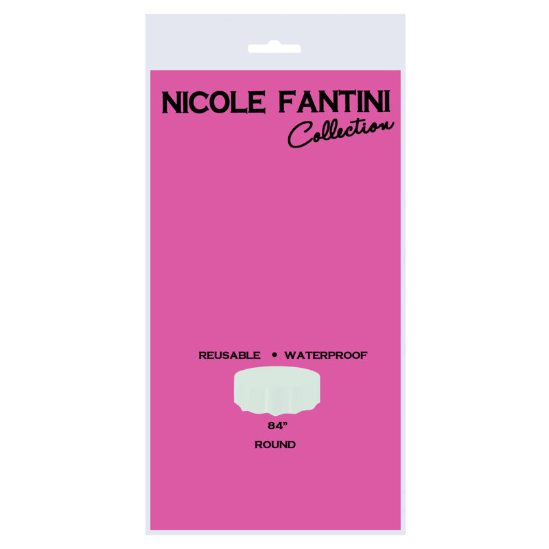 Nicole Fantini Plastic Disposable Round Tablecloth 84", Hot Pink, 1