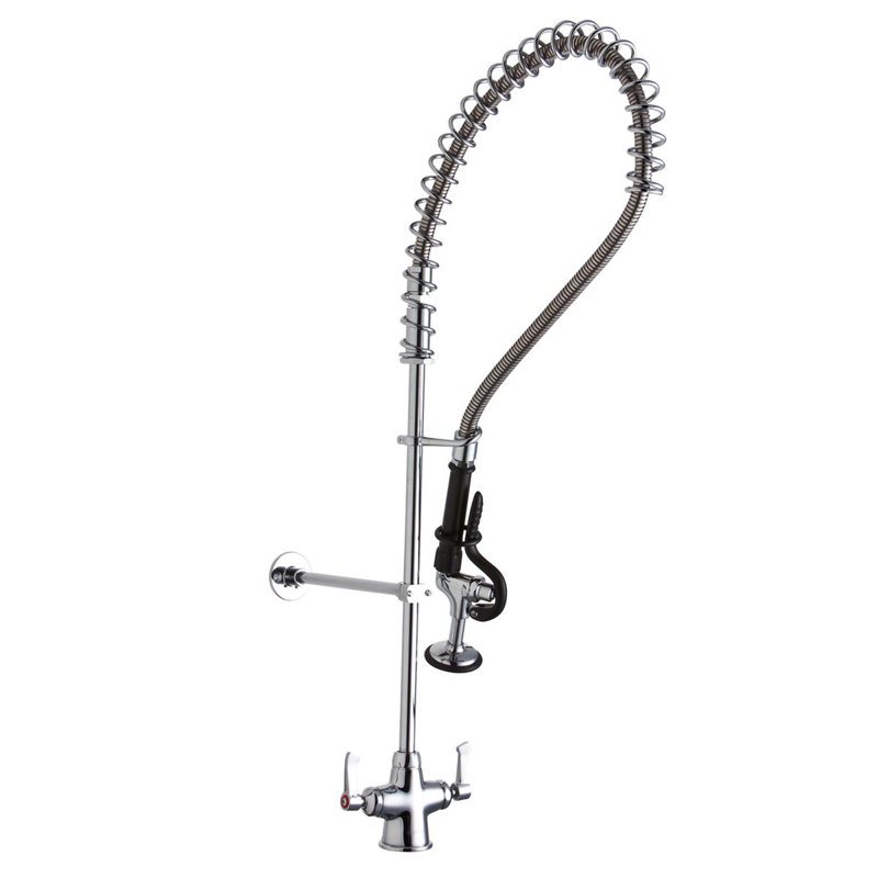 Robinet monotrou encastré à fixation sur le comptoir, tuyau flexible de 44 po avec douchette 1,2 GPM, poignées leviers de 2 po, douchette 1,2 GPM