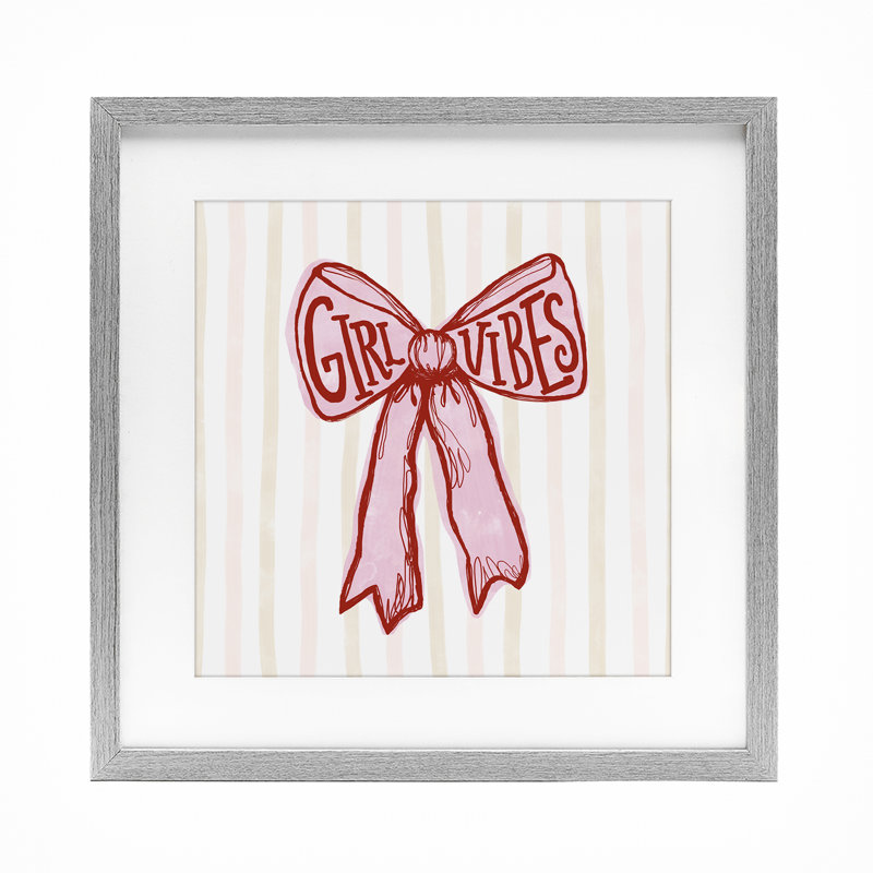 «Girl Vibes Pink Bow», reproduction sous verre encadrée, conception par Connie Summers, H 13 po x l 13 po