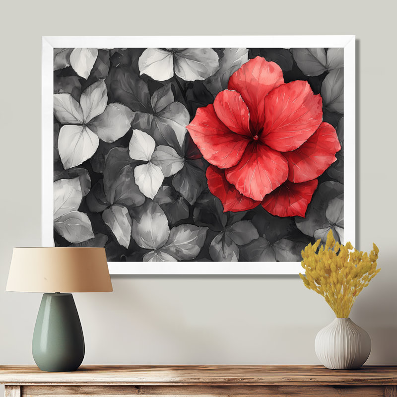 Jaan - Floral Wall Art, Impression d'un seul cadre photo, H 12 po x l 20 po, Blanc
