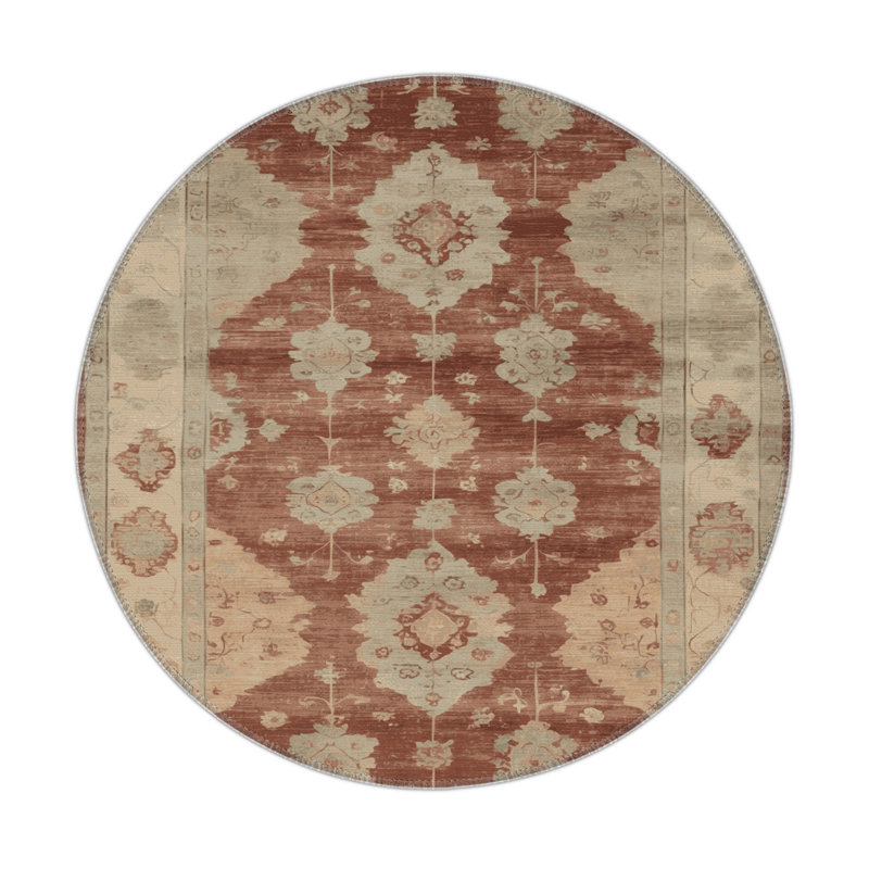 Overdyed Brown Indoor and Outdoor Area Rug, Round 5'