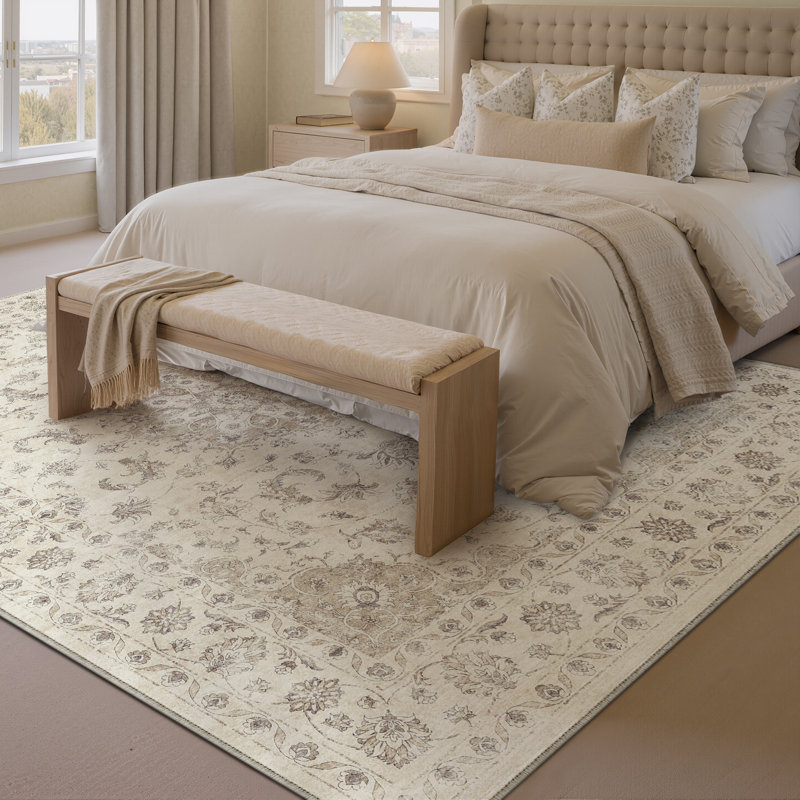 Stella Machine Washable Oriental Area Rug With Non-Slip Backing, Rectangle 6' x 9'