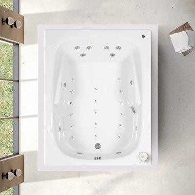 Baignoire encastrée en acrylique avec drain réversible blanc L 60 po x l 48 po