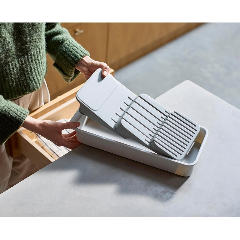 Rangement de couteaux à 2 niveaux dans le tiroir - Bloc à couteaux en plastique recyclé pour tiroirs de cuisine