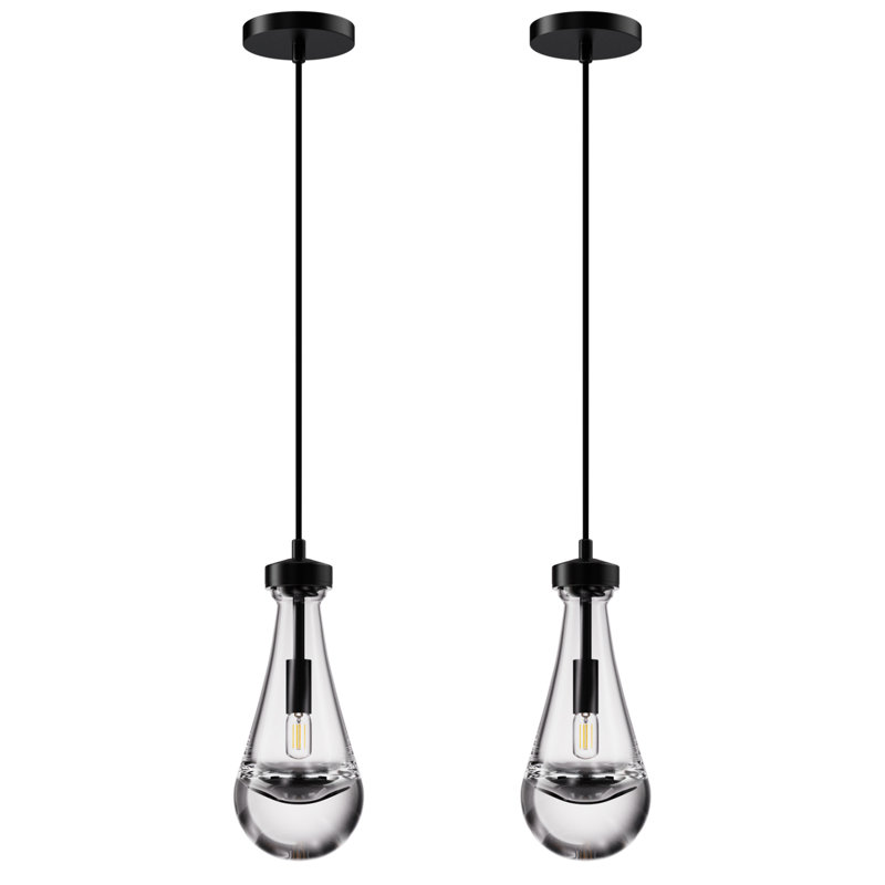 Pleasant Plains 2 - Light Luxury Raindrop Pendant, Black