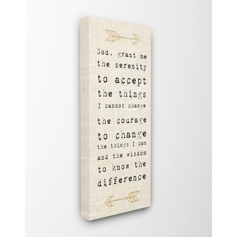 «Grant Me the Serenity Courage Wisdom Arrows» par Daphne Polselli, impression sur bois, H 24 po x l 10 po x P 0,5 po, Toile