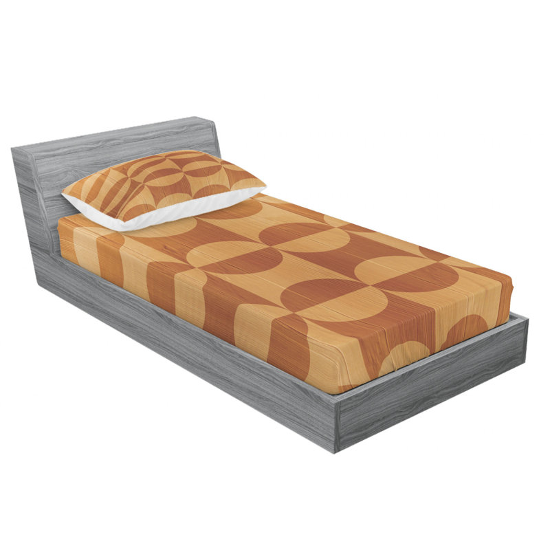 Microfiber Geometric Sheet Set, Twin XL Sheet Set with Fitted Sheet, Orange/Blue Geometric
