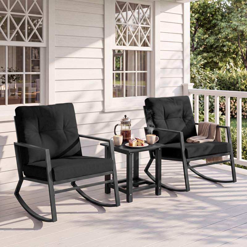 Ensemble de conversation berçant pour 2 personnes avec coussins, Black