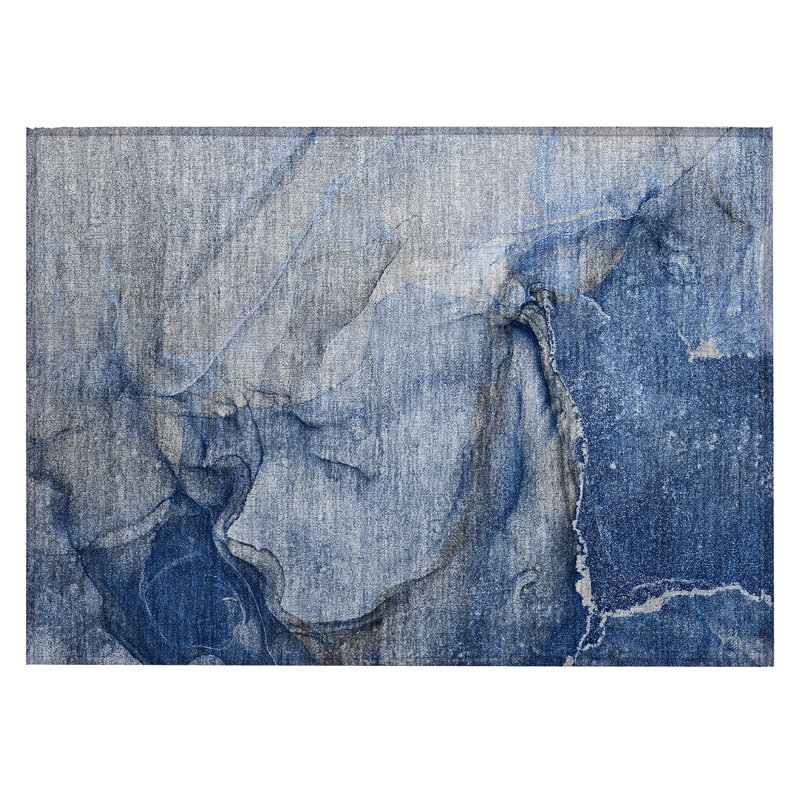 Bhola Washable Abstract Indoor / Outdoor Rug, Rectangle 1'8" x 2'6"