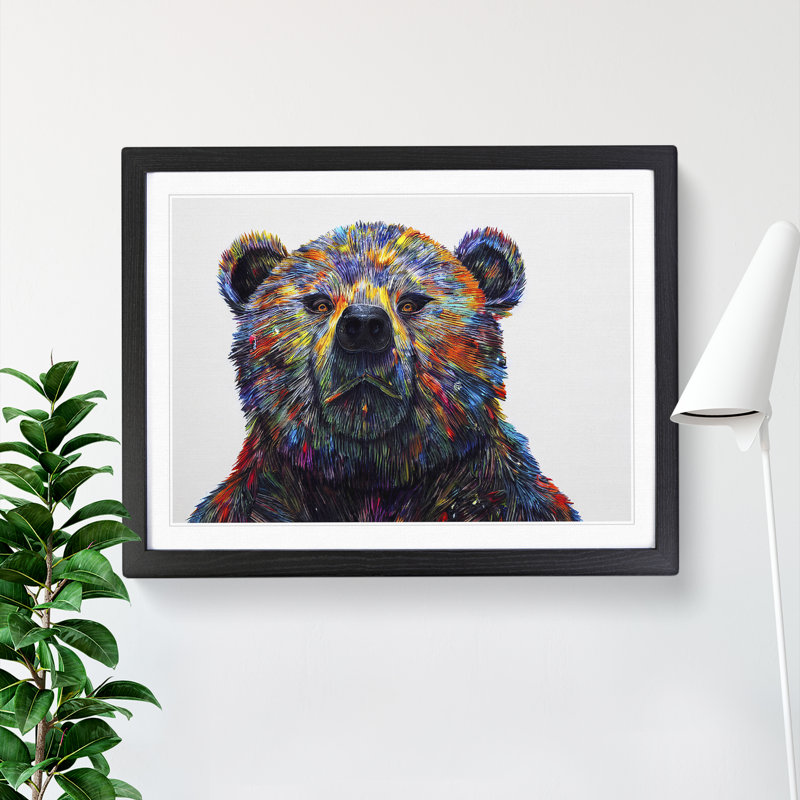 Irresistible Bear - Single Picture Frame Print, Black, 46cm H x 64cm W x 2cm D