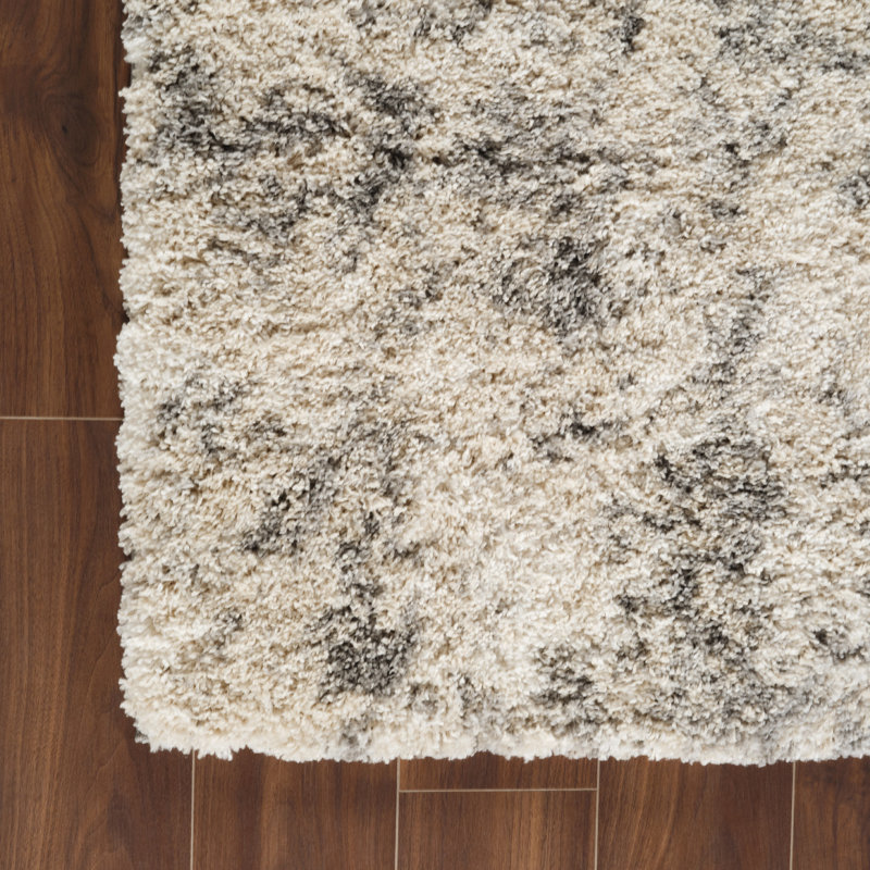 Hudgens Performance Abstract Shag Area Rug, Rectangle 6'6" x 9'6", Ivory/Gray