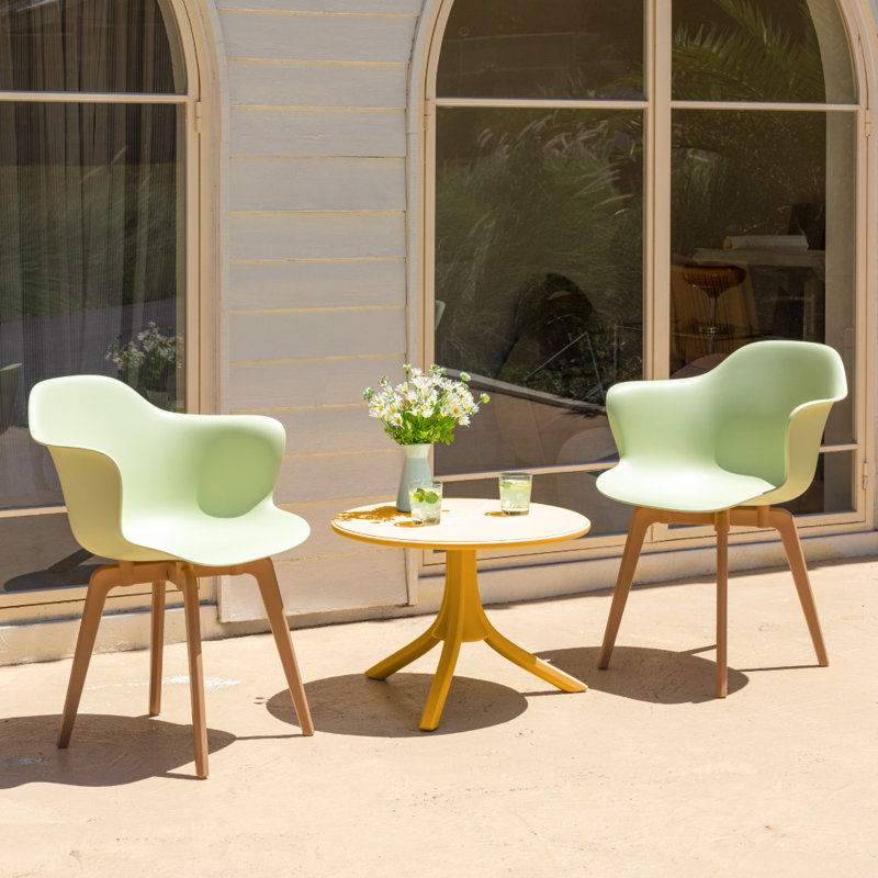 Madylyn Round Outdoor Side Table , 23.6'' in. W 23.6'' in. D, Gold