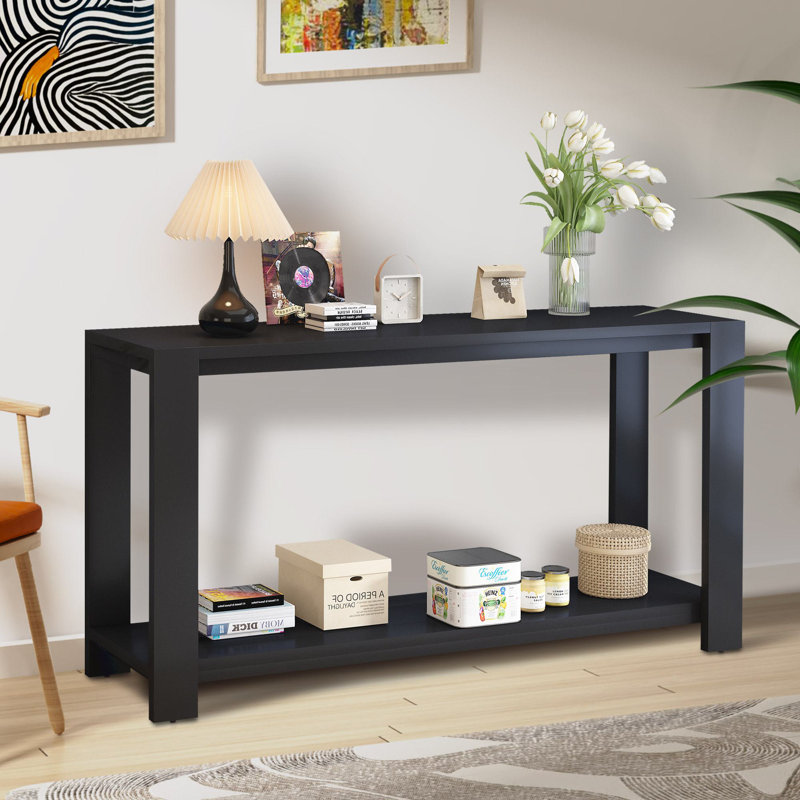 Console en bois massif 59,8 po Neissa, Noir, noir, noir, noir