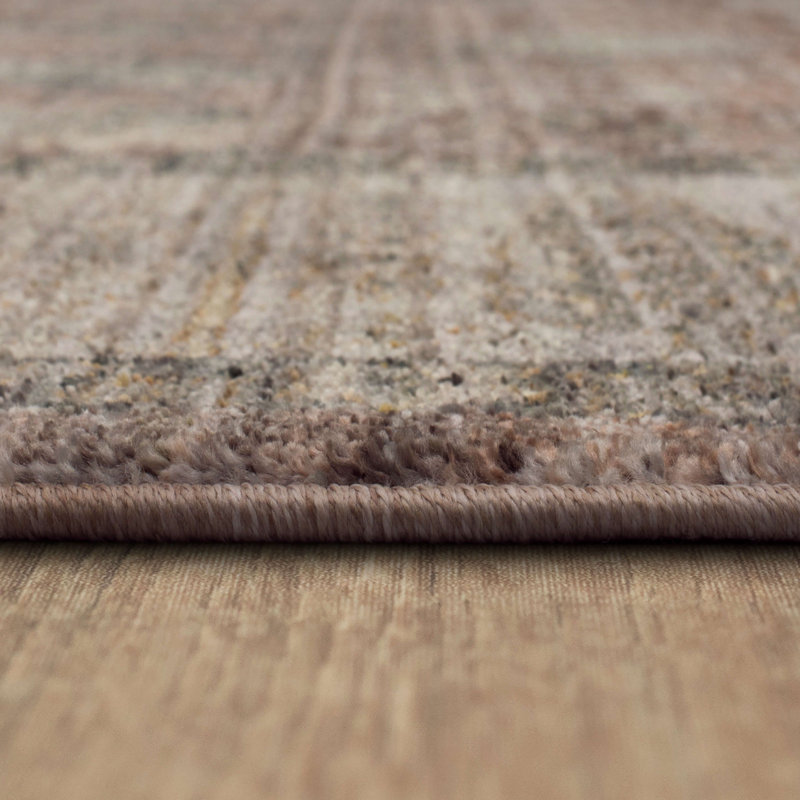 Rustic Red and Brown Floral Synthetic Runner Rug