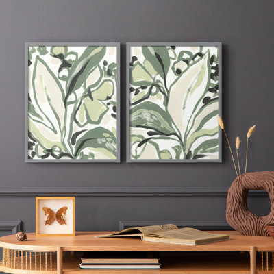 «Foliage Rhythm I», reproduction encadrée de qualité supérieure - prête à être accrochée - aucun clou requis - aucun clou requis