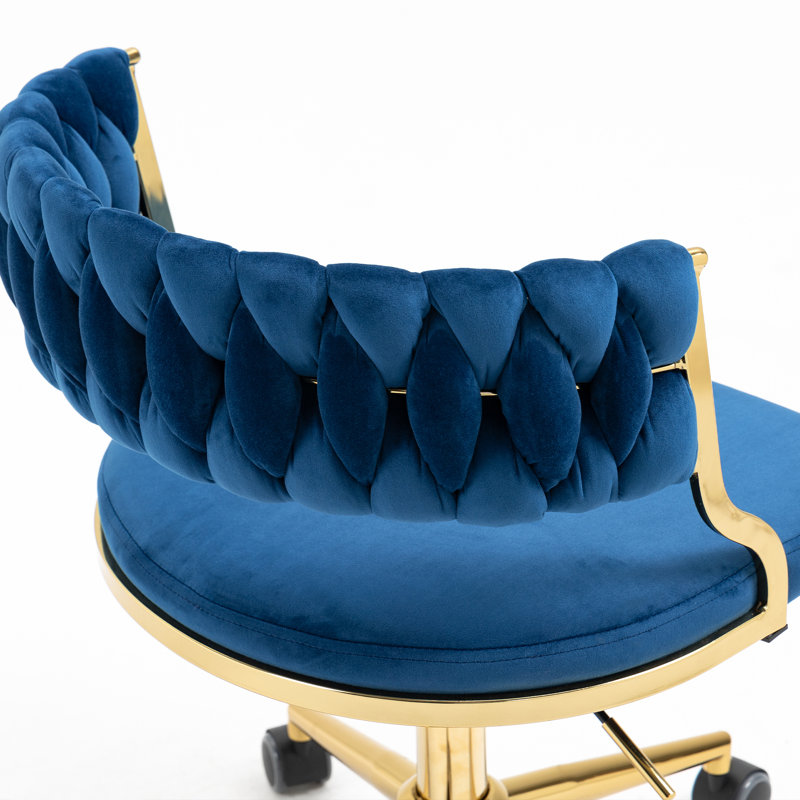 Pia Ricco Velvet Task Chair, Navy Blue