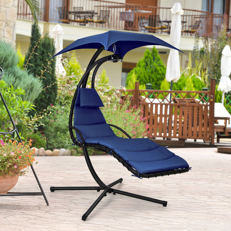 Chaise longue suspendue avec support Kaylagh, Bleu