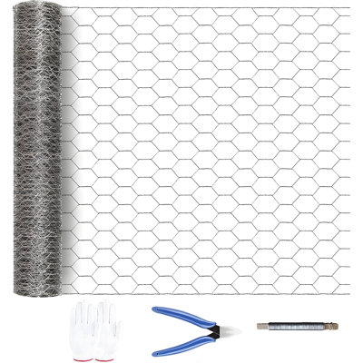 Chicken Wire Mesh 35.5in X 99 Ft, Rustproof Galvanized Iron Garden Fence Barrier For Pet Rabbit Cat