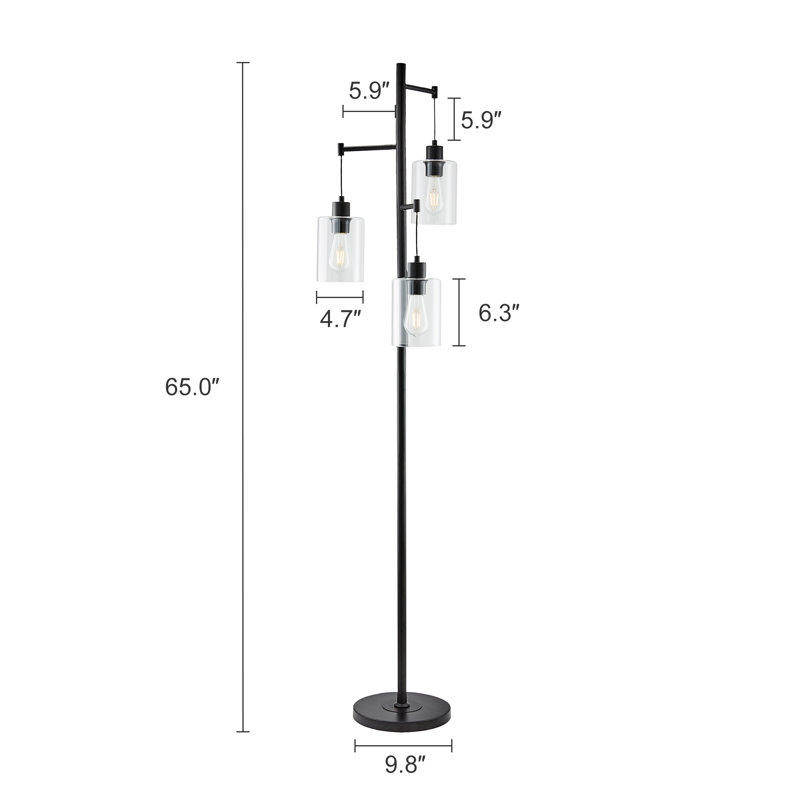 Hansell 65" Tree Floor Lamp with 3 Bulbs Included