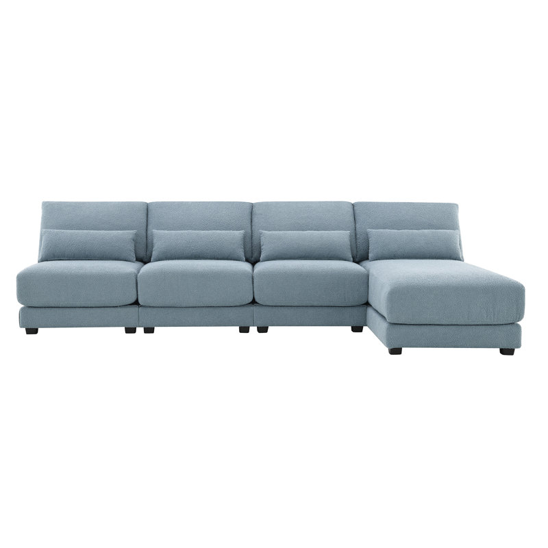 Canapé modulaire surdimensionné à assise profonde avec méridienne réversible 120 x 61 po Roomfitter, Bleu