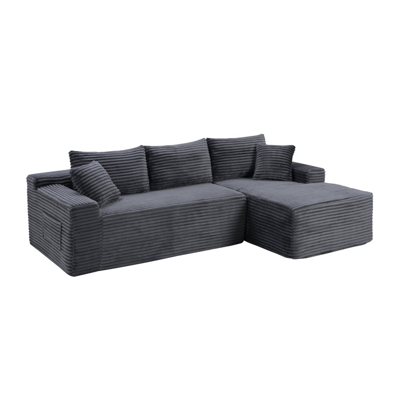 Compression Cloud Sectionals, Corduroy Modern L Shape Sofa For Home